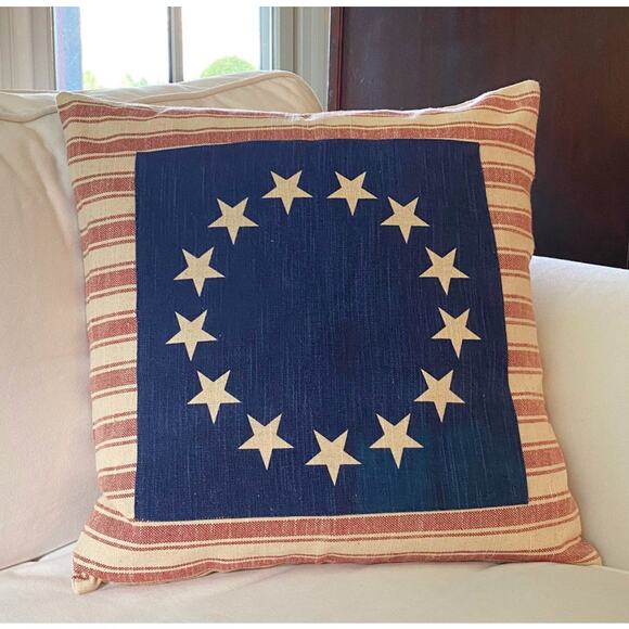 Piper Classics Marketplace Red Betsy Ross Flag Pillow Cover – 18"x 18" - Picture 6 of 7
